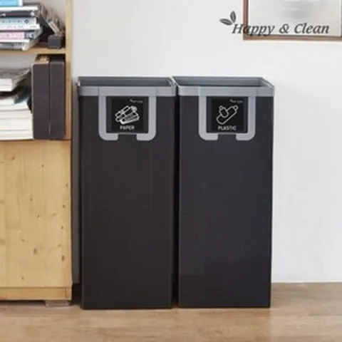 오륜산업 대용량 분리수거함 (대용량 2칸 구성) 분리수거통 재활, 1개, 스마트홈 샵 블랙N그레이