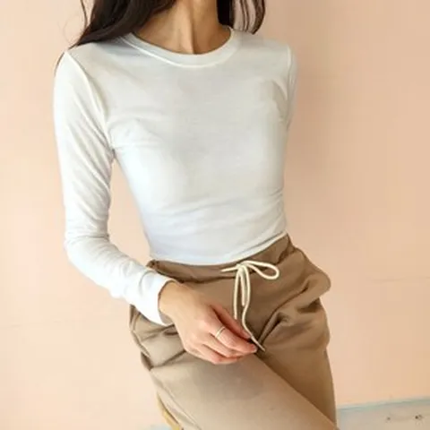 피치 기모 텐셀 모달 티셔츠 얇은 긴팔 쫄 티