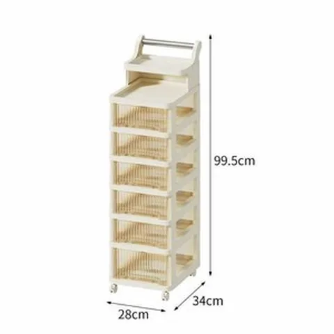 리어카 간식 선반 용품 수납장 다층 서랍 장난감 선반 거실 이동 가능, 28면 폭-8단 왜소【5서랍2선반】투명서랍, 1개