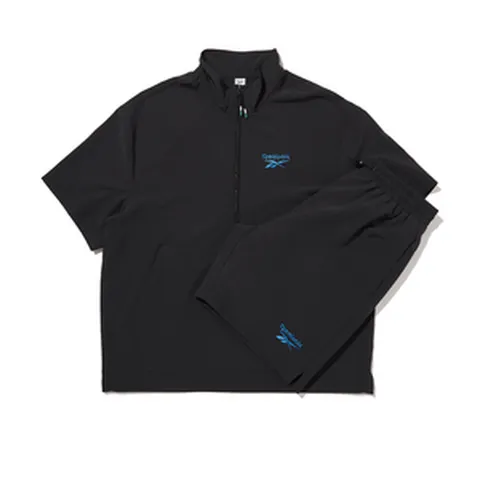 [국내매장판매] 리복 우븐 반팔 아노락 쇼츠 세트 - 블랙 (오버핏) / RESR3EA50BK