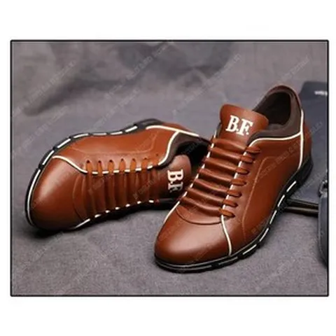 리안 사계절 하이탑 가죽 키높이 4cm 빅사이즈 직장인 발편한 구두 스니커즈 신발(4~6일 도착상품), 브라운 - 602 싱글 슈즈, 45