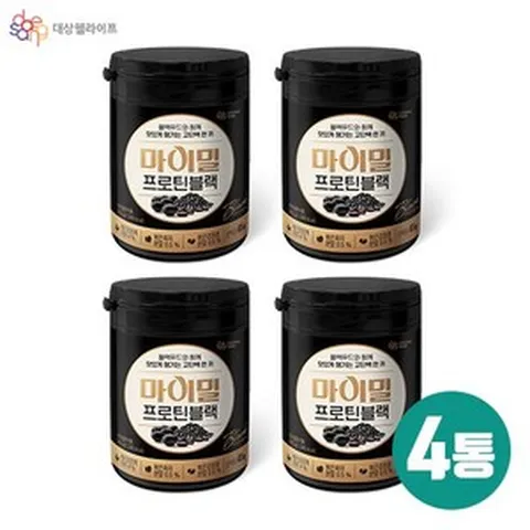 [대상웰라이프] 마이밀 프로틴 블랙 4통 + 스푼, 없음