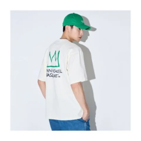 CLRIDE 클라이드 앤 미친!!특가2024 매장 1등판매률 품절상품[CLRIDE.N]50% 장미쉘 바스키아 라인 . 가슴 실리콘와펜 + 백판 빅로고 고퀄 라운드넥 반팔 티셔츠2