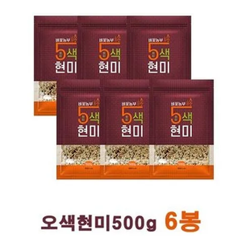 eTV 벼꽃농부 오색현미 500g*6봉, 6개
