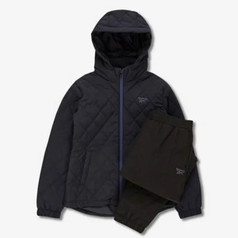 리복 후드 퀼팅 패딩 여성 트랙수트 네이비 와인 상하의 셋업 세트