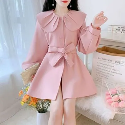 숏트렌치코트 벨티드 더블버튼 오버핏 플랩 후드