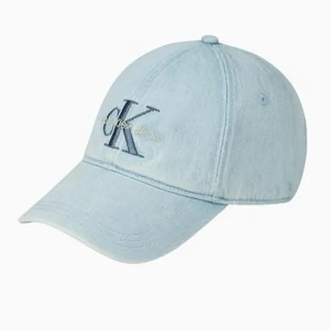 [백화점매장판] 캘빈클라인 모자 남녀공용 CKJ 모노그램 엠브로이더리 DB 데님 볼캡 라이트 블루, FREE_LB