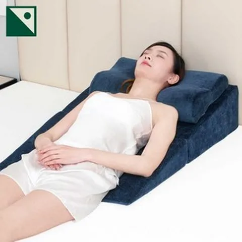 식도염 방지 역류성 삼각 베개 경사 매트리스 쿠션 등받이, 베이지 2단 쿠션사계절 모델, 그림과 같다