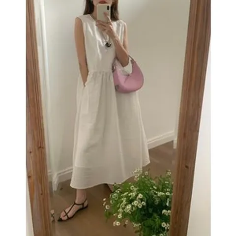 오페라 지지미 시어서커 나시 롱 원피스