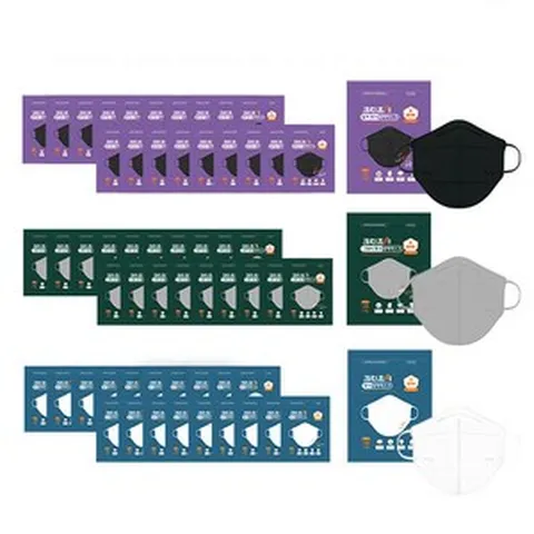 크린조이 KF94 황사 방역 마스크 (대형 100매 블랙/화이트), 5매입, 20개, 블랙