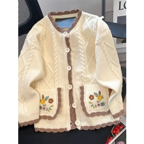 꽃자수가디건 여성 부드러운 찰 스웨터 카디건 여자 겨울 고급 예쁜 자수 플라워 니트 탑 꽃 가디건