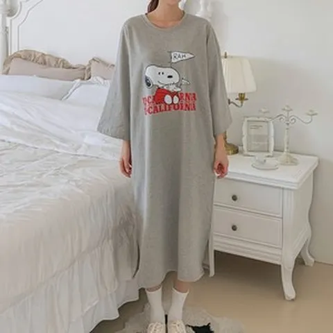 여성 롱 원피스 면 빅사이즈 가을 홈웨어 긴팔 오버핏