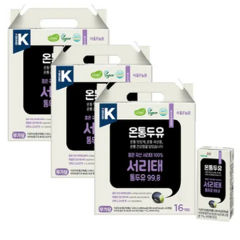 온통 국산콩 두유 검은콩 무가당 무설탕 당뇨식 190ml, 48개