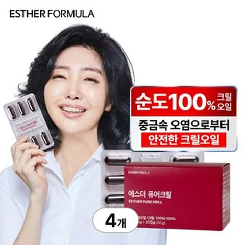 [본사직영] 여에스더 퓨어 크릴오일 오메가3 순도100% 남극크릴오일, 30정, 4개