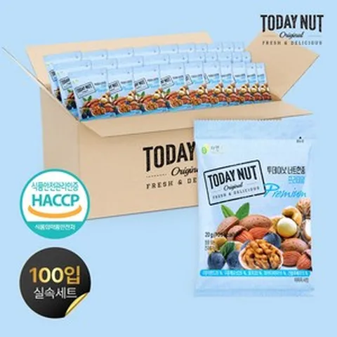 투데이넛 너트한줌 프리미엄 하루견과 20g 100봉 (1박스), 프리미엄 100봉 (1박스), 1개, 2kg