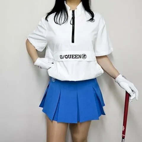 여성 골프웨어 시그니처 스트링 반집업 반소매 바람막이 재킷 기능성 아웃도어 스포츠웨어 봄 가을