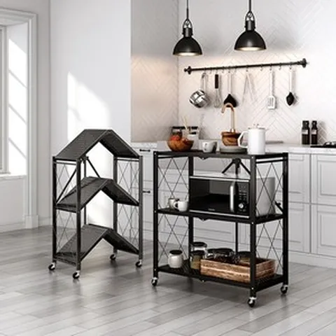 유캐슬 원터치 3초 접이식선반 철제 3단 폴딩 선반 (블랙화이트), 화이트