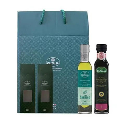 올리타리아 올리브유포도씨유해바라기유 500ml 선물세트, 올리타리아 엑스트라버진 바질 올리브유+발사믹식초 1그레