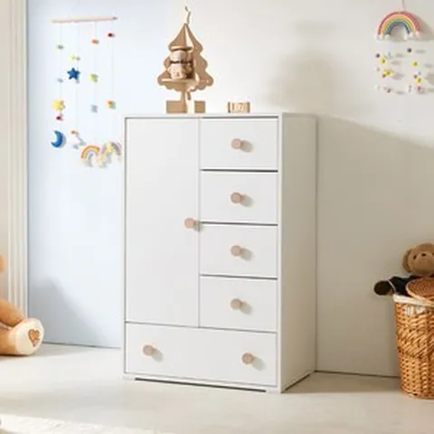 집무드 엘라 베이비장 5단 서랍 아기 옷장 반문 수납장 800, 화이트