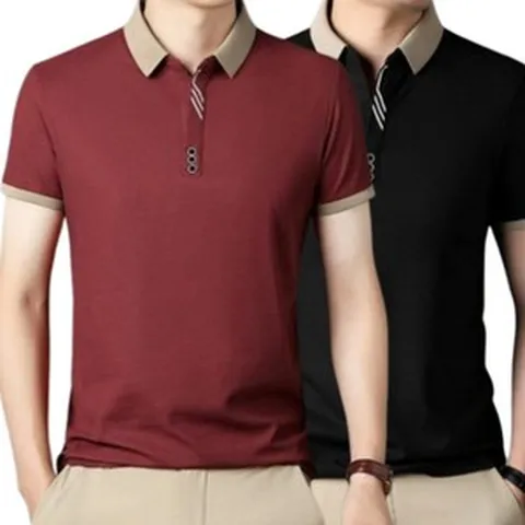 [2장세트 ] 남성 골프 반팔 티셔츠 골프웨어 골프복 반팔카라티셔츠 브이넥카라 와인 네이비 블랙 화이트 (웨일썸)