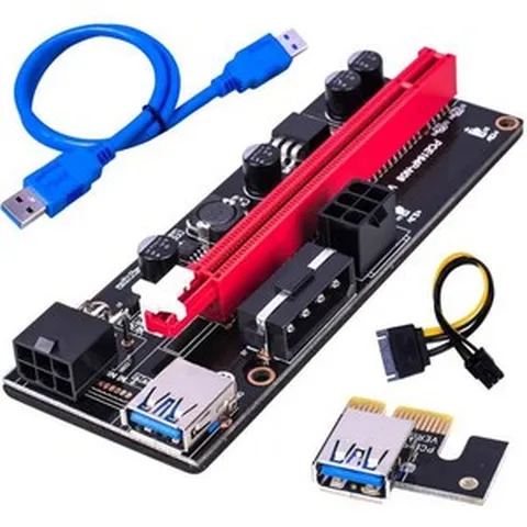 그래픽 카드 PCIe 라이저 VER 009S 16x ~ 1x 전원 어댑터 카드(USB 3.0 확장 케이블 및 6핀 PCI-E-SATA 포함) | 비트코인 이더리움 채굴