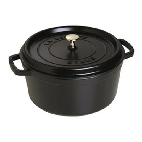 Staub 스타우브 무쇠 라운드 꼬꼬떼 냄비 매트 블랙 6.62L Round Cocotte