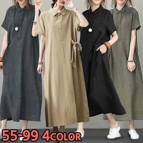 [당일발송] 사자마트 제작. 판매. 빅사이즈(55~99) 린넨 반팔 롱~~~원피스