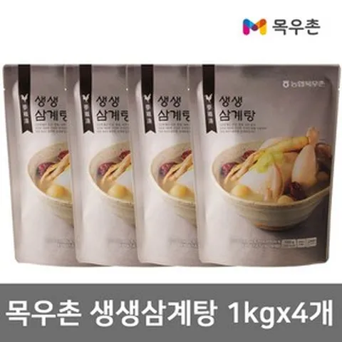 목우촌 생생 삼계탕 1kg x 4개입 간편식 조리 식품 즉석 죽 닭 백숙, 4개