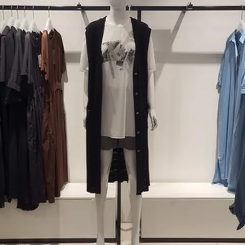 [블루페페] 니트 롱 베스트 P213KSB701BK