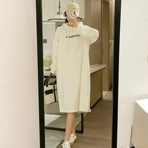 페리엠 기모 롱 루즈핏 후드 원피스 컨피던스원피스