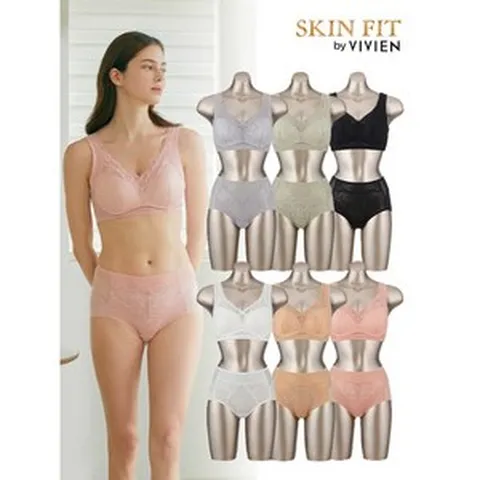 비비안비비안 스킨핏 커버플러스 프리핏 노와이어 여성속옷세트 12종 158712 {!마감임박!}, 혼합/90B(105)