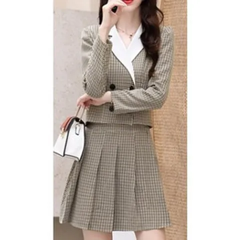 NENAI 숏슈트+플리츠 스커트 투피스 세트