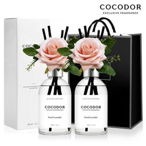 코코도르 선물추천 장미꽃 W 디퓨저 200ml X 2개 + 쇼핑백, 03_W/프렌치라벤더_004_W/너의비누향 | 0001