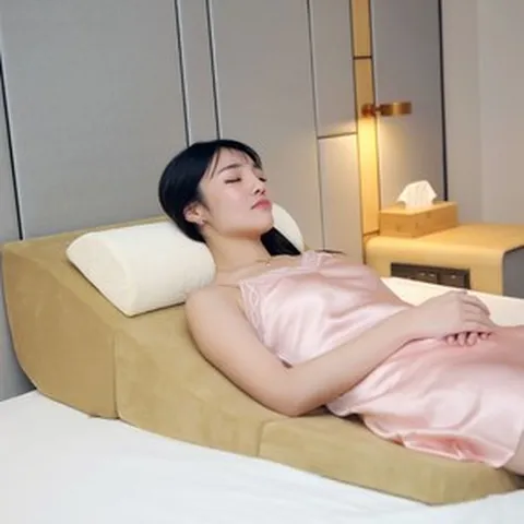 역류성 식도염 방지베개 슬로프 매트 노인 수술후 베개, 카키 +반원베개