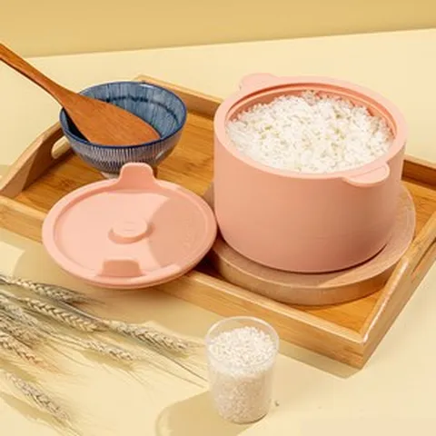 [인포벨 홈쇼핑]칼로피그 저당밥솥 저당밥 미니 압력 밥솥 안전한 실리콘 탄수화물 당질 분리 저칼로리 혈당, 1개, 트로피컬 피치