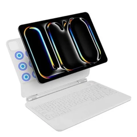 아이패드 프로 M4 11인치 13인치 7세대 호환 전용 매직 키보드 블루투스 케이스 한글 각인 iPad Pro 케이스나라, 화이트