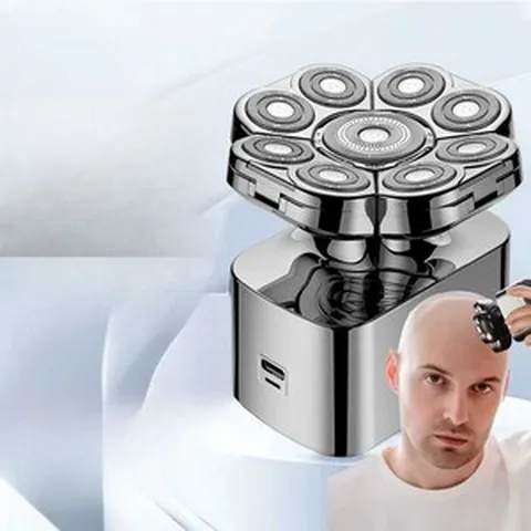 대머리 남성용 전기 방수 면도기 수염 7D 7디 클리퍼, 1개, 디지털 디스플레이 8개 헤드 표준  구성품