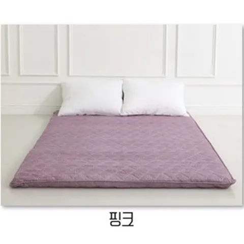 핑크웨일 바닥에 까는 두꺼운 접이식 3단 요 매트리스 요매트 요커버 솜세트 토퍼, 핑크