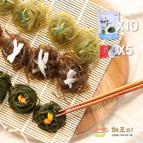 해조미 저칼로리 해조국수 해초국수 미역국수 10팩 + 소스포함, 180g