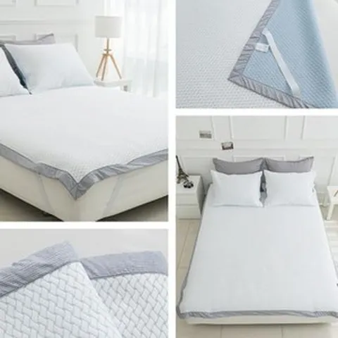 냉감패드 2컬러 3중직 여름 쿨링 침대 세트Q 이불 퍼즈 베개커버vwx929, SPRr_패드세트블루