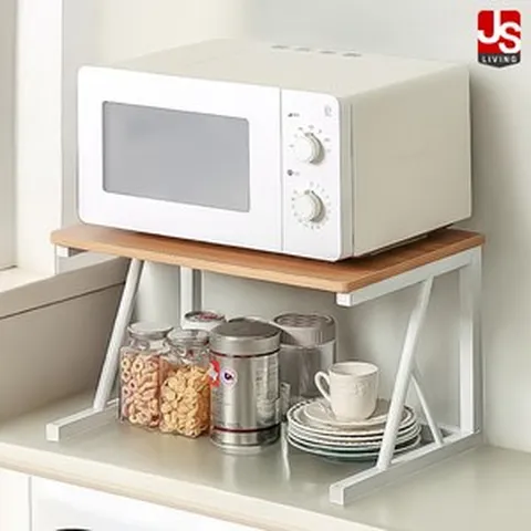 JS리빙 주방 전자 레인지 선반 부엌 보조 진열대 2단 렌지 밥솥 정리대 식탁 간이 정리함 양념통 조미료 정리함 조립식 다이 @JSLIVING #튼튼한 / 01548989-JSLV, 1단 전자레인지 받침대 <하단너비43cm>