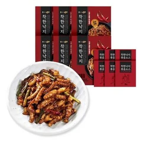 착한낙지 매콤~칼칼 착한낙지 135g x 6팩+비법소스 6팩, 착한낙지 6팩세트