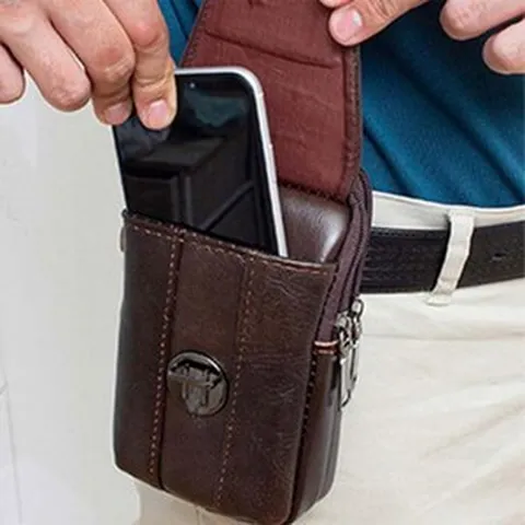 포케이 카우보이 벨트백 가죽 미니 핸드폰 가방, 필수선택
