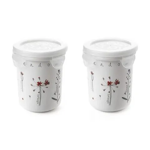 젠 메도우플라워 원형 멀티 밀폐용기 440ml, 2개, 용기 2p