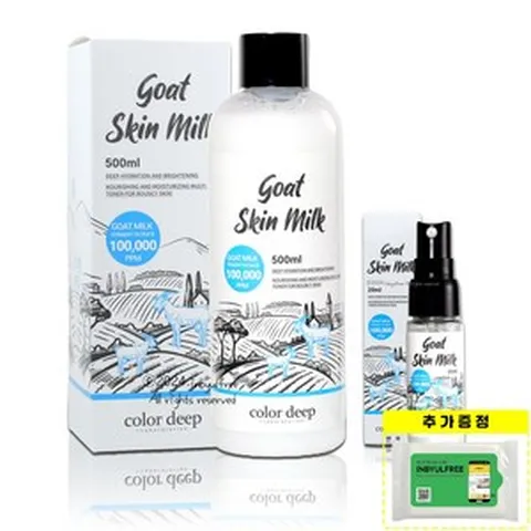 컬러딥 고트스킨밀크 산양유 토너 대용량 + 미스트 + 인별프리 물티슈, 1개 + 인별프리 물티슈 10매, 1개, 500ml