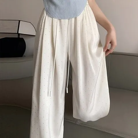 POMTOR 여성용 썸머 밴딩 데일리 쿨 팬츠 캐주얼 밴딩팬츠