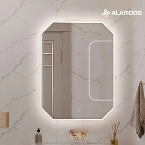 [아라모드] LED 아일랜드 직간접 직팔각 조명거울 AM-M107, 전구색(2700K) 터치버튼있음, 1개