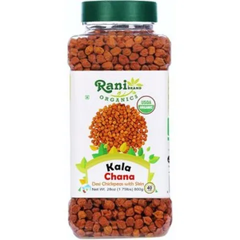 라니 유기농 칼라 차나 피부를 가진 데시 병아리콩 28oz 800g PET Jar All Natural | 비건 글루텐 프렌들리 NONGMO 인도 원산지 USDA 인증, 1.75 Pound (Pack of 1), 1개