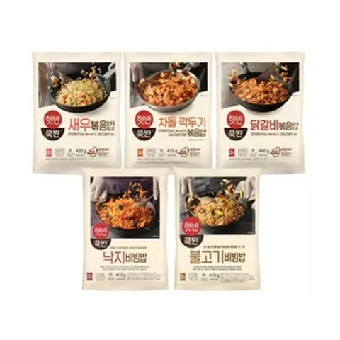 CJ 비비고 볶음밥 5종 (닭갈비볶음밥+차돌깍두기볶음밥+새우볶음밥+소고기볶음밥+햄야채볶음밥), 1세트