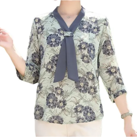 아줌마큰옷 빅사이즈 부인복 하객룩 여름 쉬폰 블라우스 A01